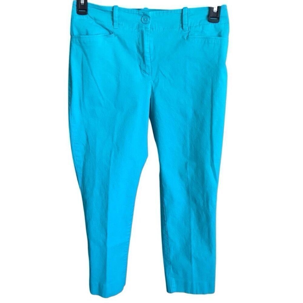 Talbots Size 6 turquoise blue women’s capris cropped cotton blend spring summer